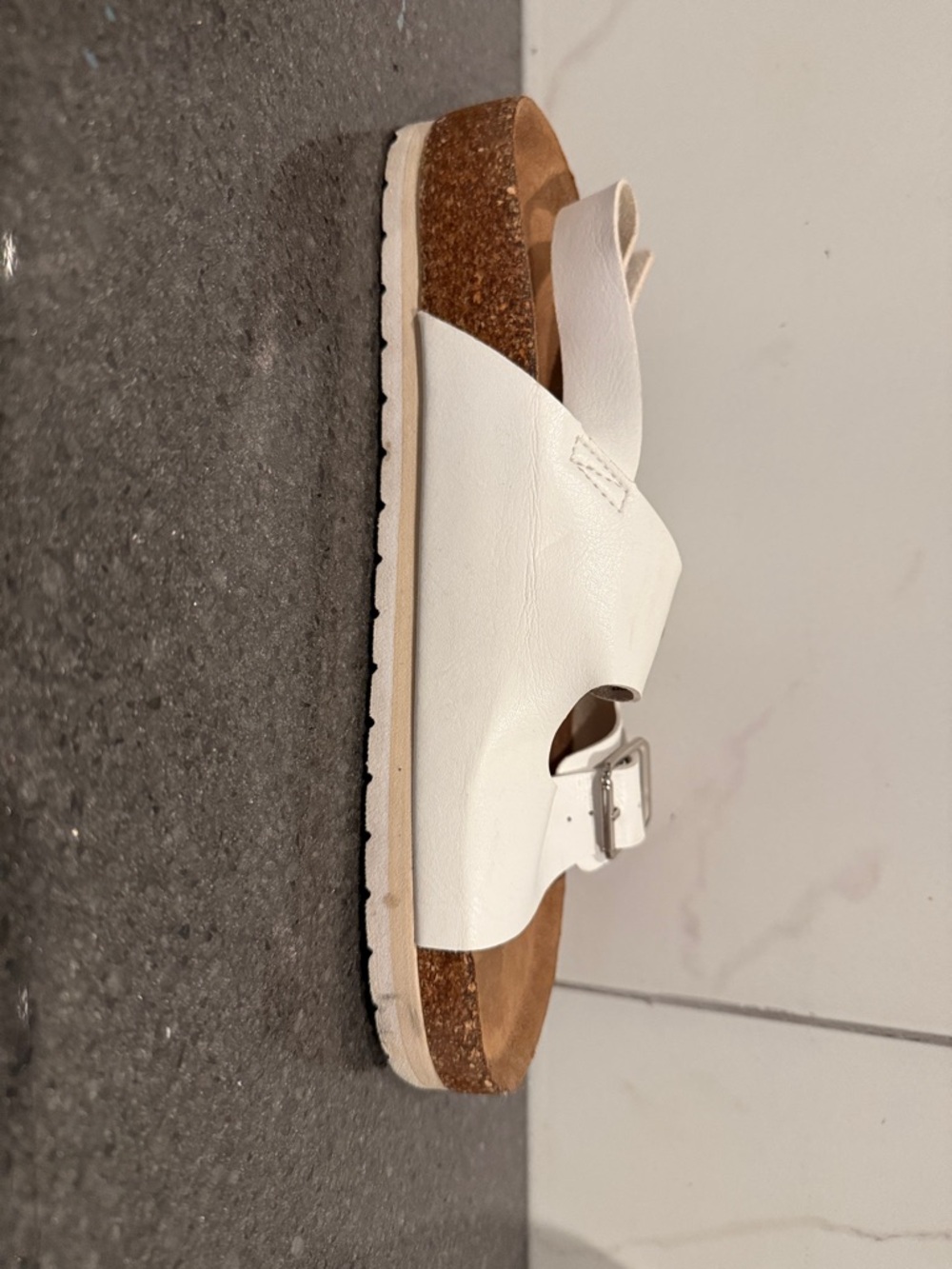 Time and Tru White Double-Buckle Slingback Sandals - Picture 4 of 9